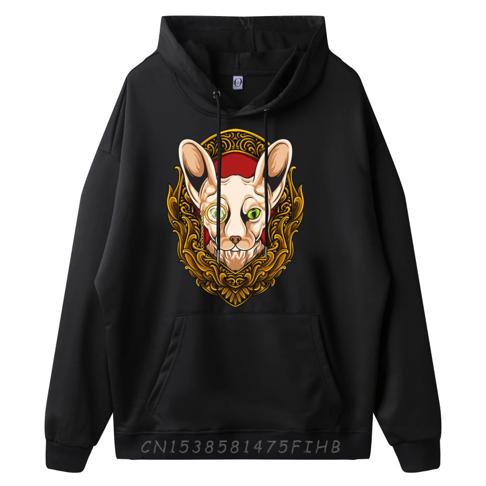 Sphynx Cats Nude Cat Graphic Pullover Hoodies Polyester Fiber Tops Hoodie Easter Sunday Christmas Sweater