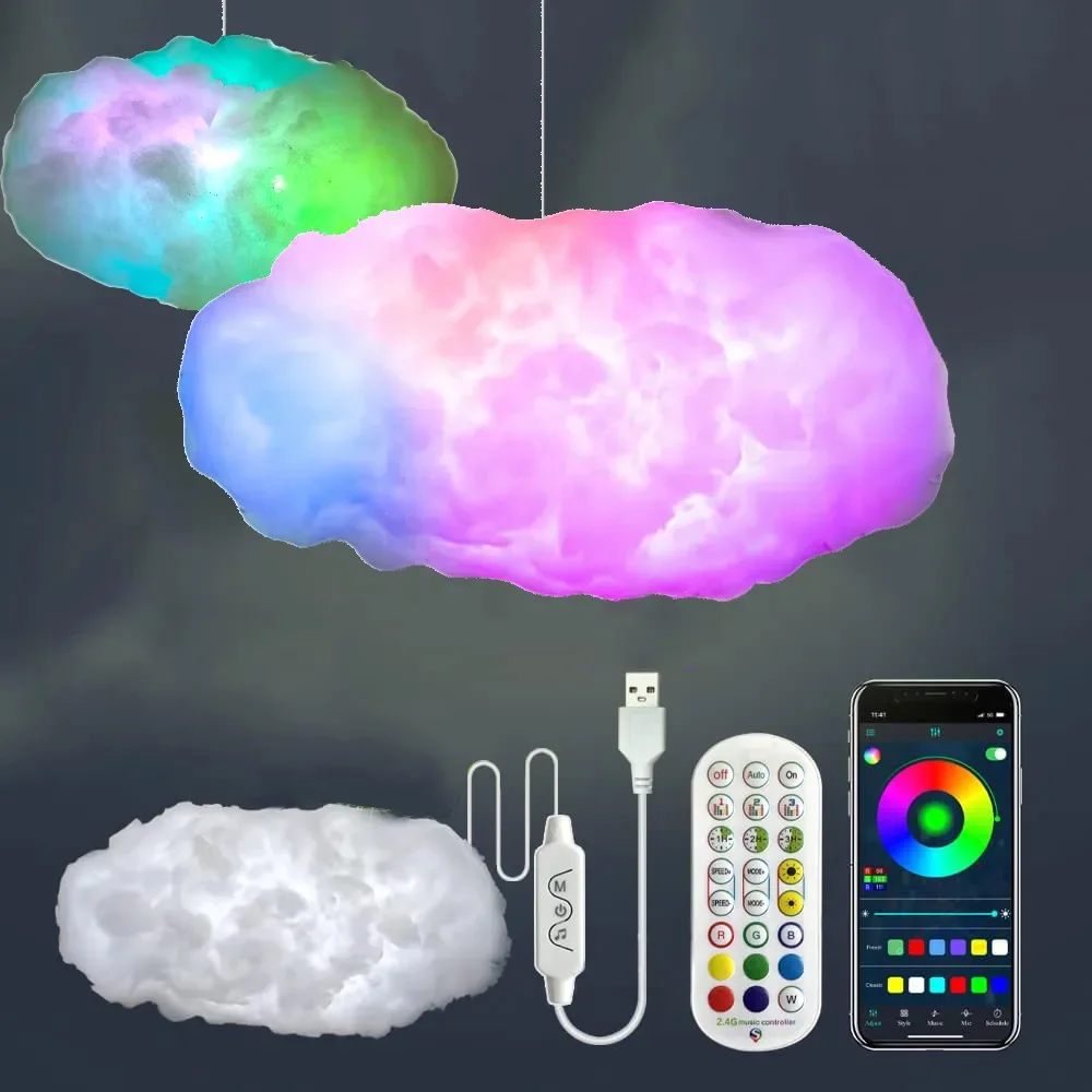

3D Big Cloud Lighting Light Smart Remote APP ThunderCloud Light For Esports Home DIY Bedroom Room Decorations Atmosphere Lamp