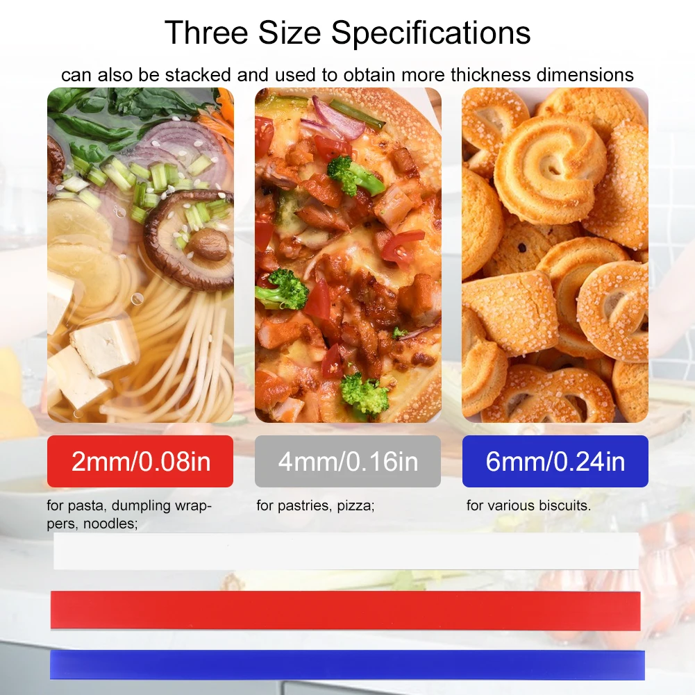 

6Pcs Silicone Rolling Pin Guides Dough Thickness Rails Multi-Function Measuring Dough Strips Dough Pastry Ruler Kitchen Supplies