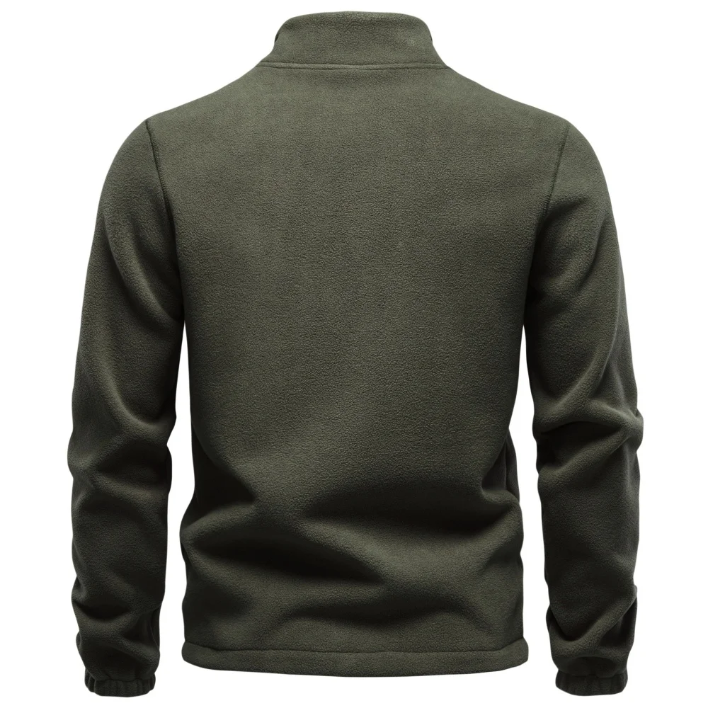 AIOPESON Men Fleece Jacket Full Zip Mock Neck Polar Fleece Sweatshirt Thermal Multi Pocket Outdoor Casual Autumn Winter Coat