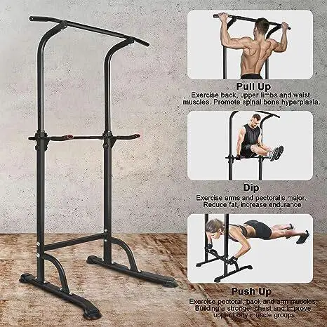 Adjustable Power Tower Dip Station & Pull Up Bar for home Gym - Multi-Function Strength Training Fitness Equipment