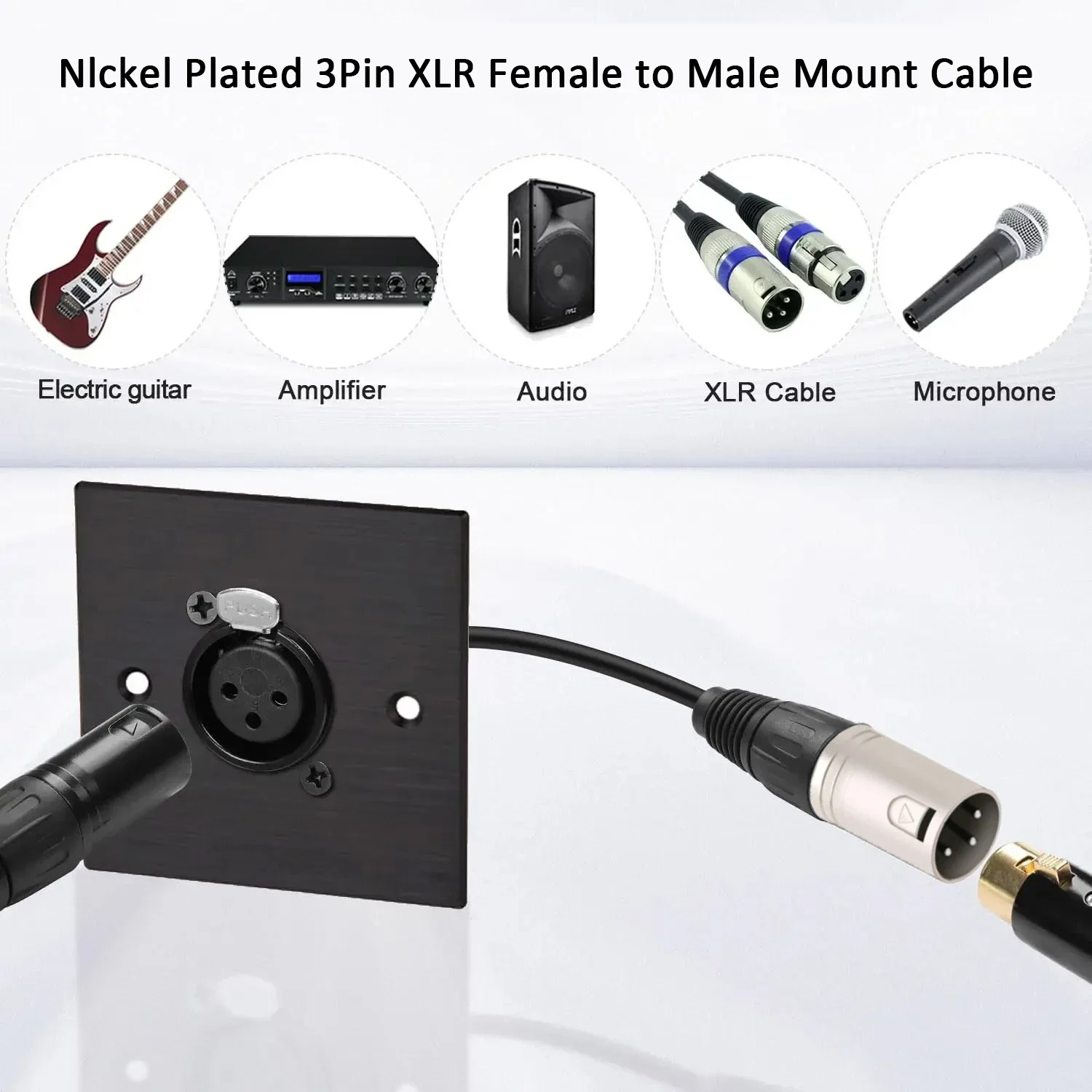 D-Type XLR Male Panel Mount to XLR Male/Female Connector Pass Through Adapter Cable,3 Pin Mic XLR Feed/Pass Thru Converter