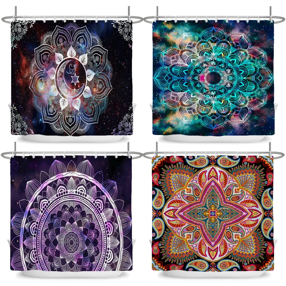 

Mandala Printing Waterproof Shower Curtain Bohemian Datura style Bathroom Curtain Polyester Home Decoration Curtain With Hooks