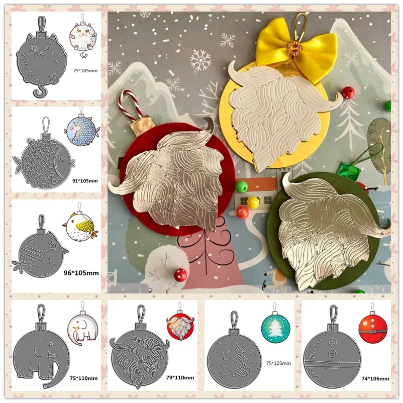 New 2023 Christmas Ball Tree Bird Metal Cutting Dies Scrapbooking Animal Star Snow Embossing Plates Frame Card Craft No Stamp