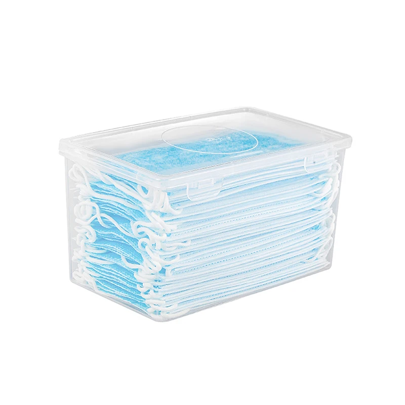 Dust Proof Transparent Mask Storage Box Wet Tissue Box Baby Wipes Dispenser Holder With Lid Large Capacity Mask Box New view 5