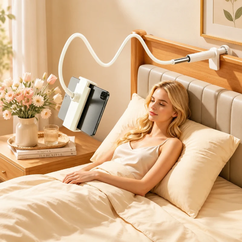 

100CM Flexible Long Arm Phone Holder, 360° Rotating Clip Bed Stand, Universal Bracket for 4-11 Inch iPad, Phone & Tablet