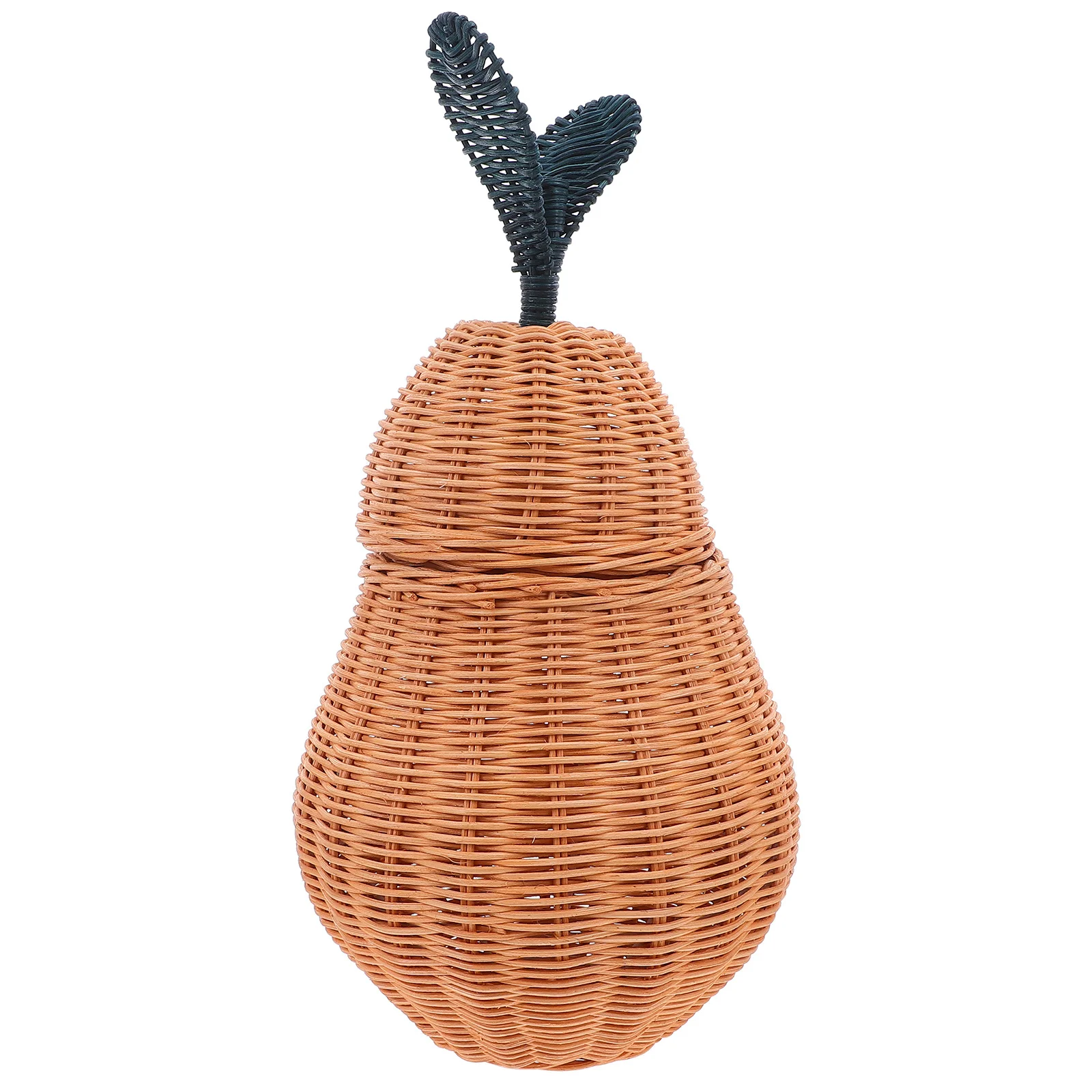 

Pear Shaped Basket Handmade Wicker Box Lid Storage Multipurpose Organizer Decorative Rustic Home Farmhouse Storage Bin