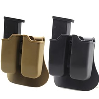 Tactical Double Magazine Holster Universal 9mm .40 Caliber Stack Mag Holder with 1.5-2 Inches Belt Clip and Paddle for Hunting