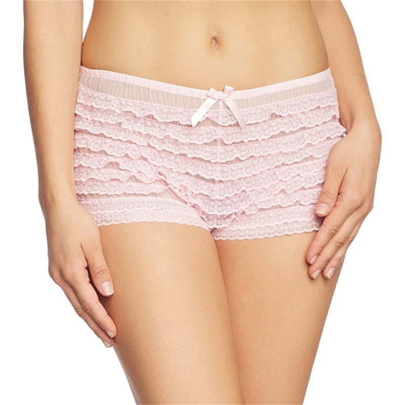 Women\'s Lace Mesh Ruffled Pumpkin Shorts Pants Bloomers Safety Under Pants