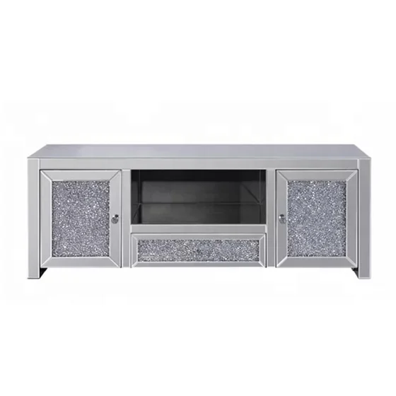 وحدة الترفيه التلفزيونية الحديثة المتطابقة الماسية المتألقة وأثاث غرفة المعيشة الخشبية مع مساحة تخزين (15-20 يومًا)