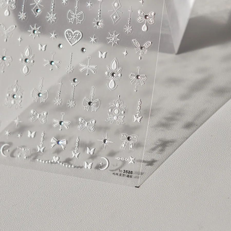 1pcs Crystal Diamond Nail Stickers 5D Laser Bowknot Star Moon Pearl Totem Heart 3D Adhesive Japanese Nail Art Decoration Sticker