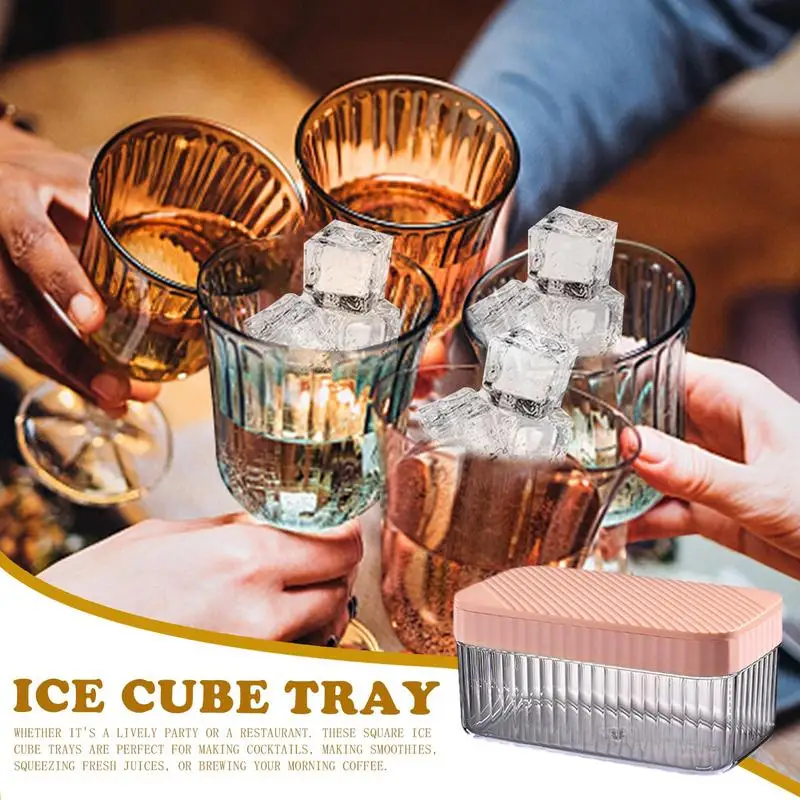 Ice Trays With Lid And Bin Freezer Ice Tray Ice Cube Molds With Container Multifunctional Kitchen Gadgets Stackable 32-Cavity