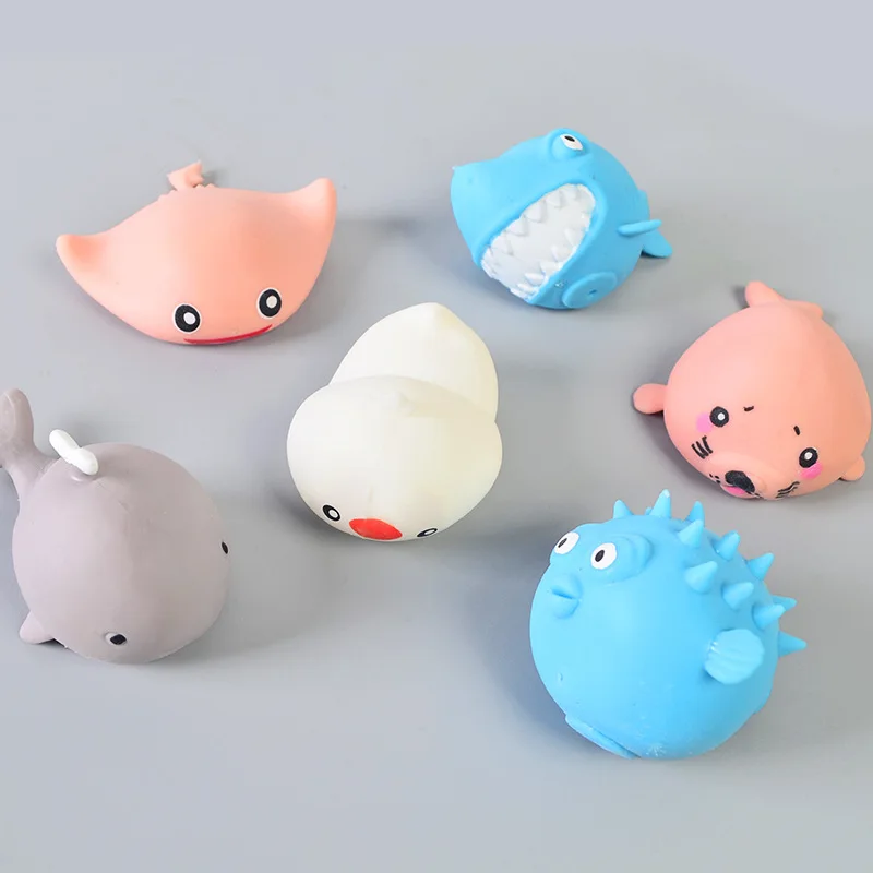 Novelty TPR Soft Rubber Inflatable Marine Animal Sensory Ball Creative Funny Inflatable Animal Decompression Squeeze Ball Toy