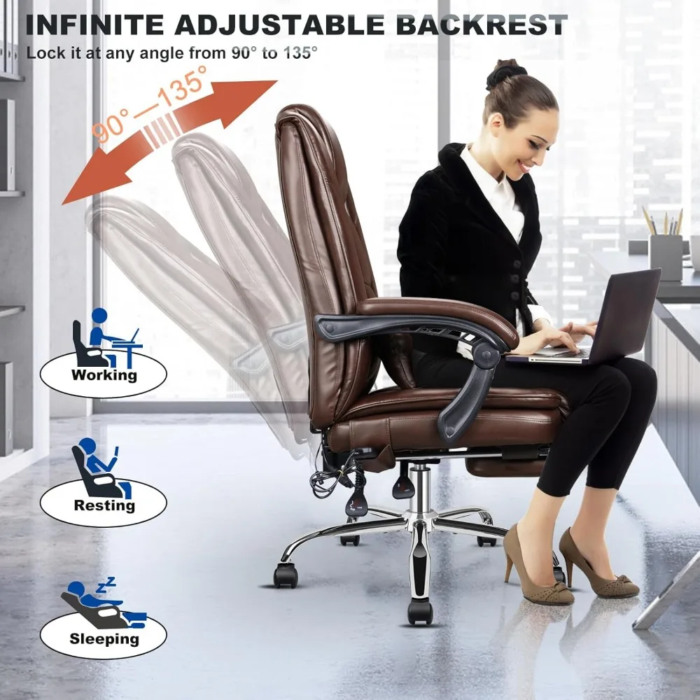 cadeira de massagem vibratória aquecida com massagem de 4 pontos, apoio lombar e apoio para os pés