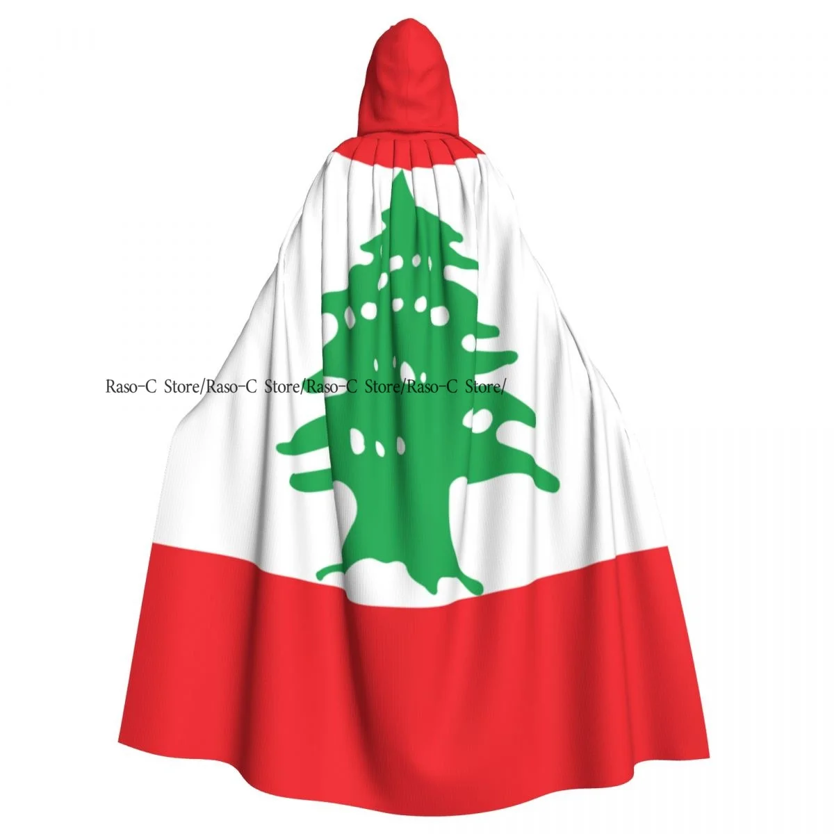 Unisex Witch Party Reversible Hooded Adult Vampires Cape Cloak Lebanon Flag