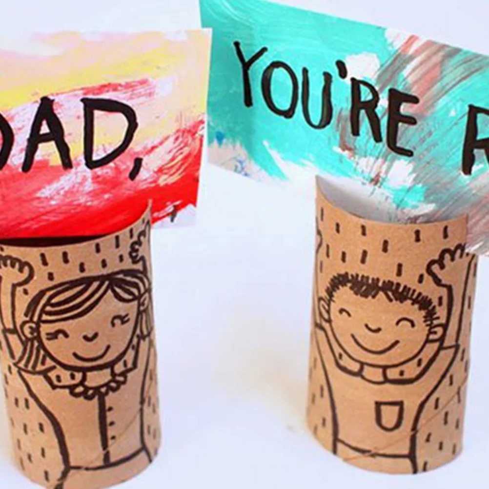 20 Pcs Paper Tube Cardboard Thick Diy Kindergarten Kids Hand-made Material Tubes for Crafts Round Kraft