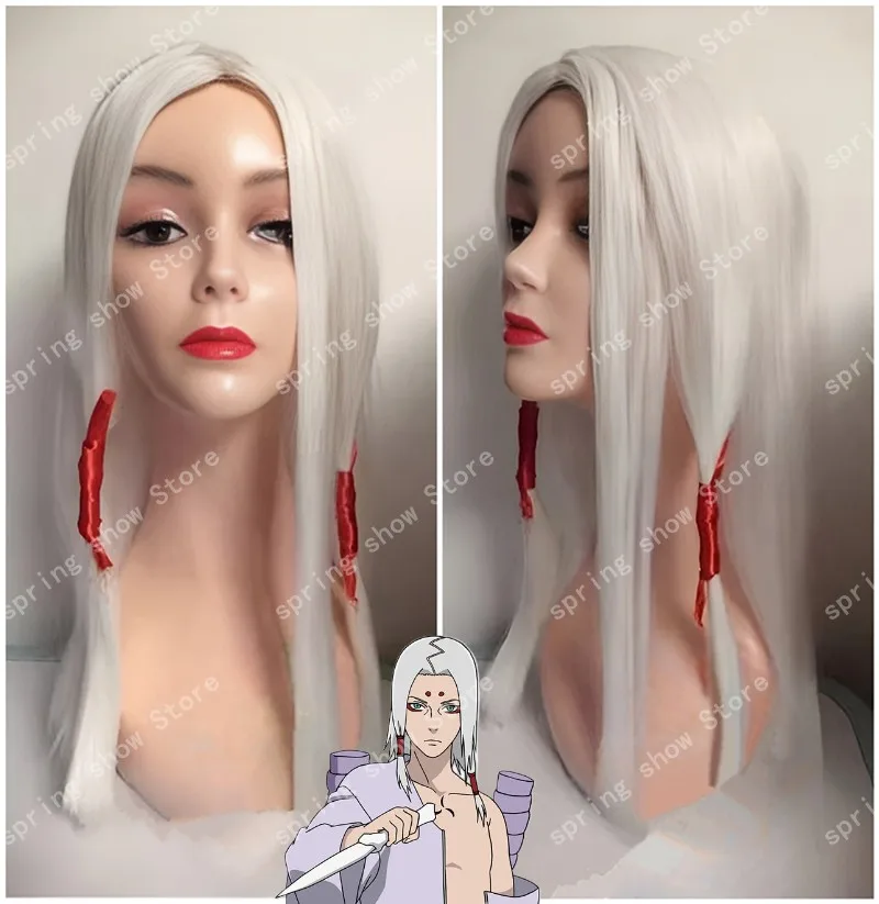 JP Anime Kaguya Clan Kimimaro Cosplay Costume Hair Headwear Silver Gray Comic Wig