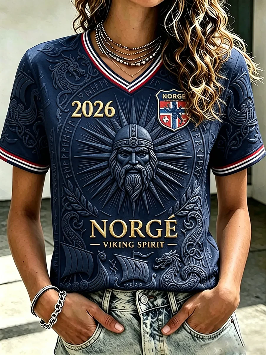 2026 Edition Norwegian Fans Football Training T-Shirt - 3D Digital Printing - Comfortable and Breathable - Family Clothing