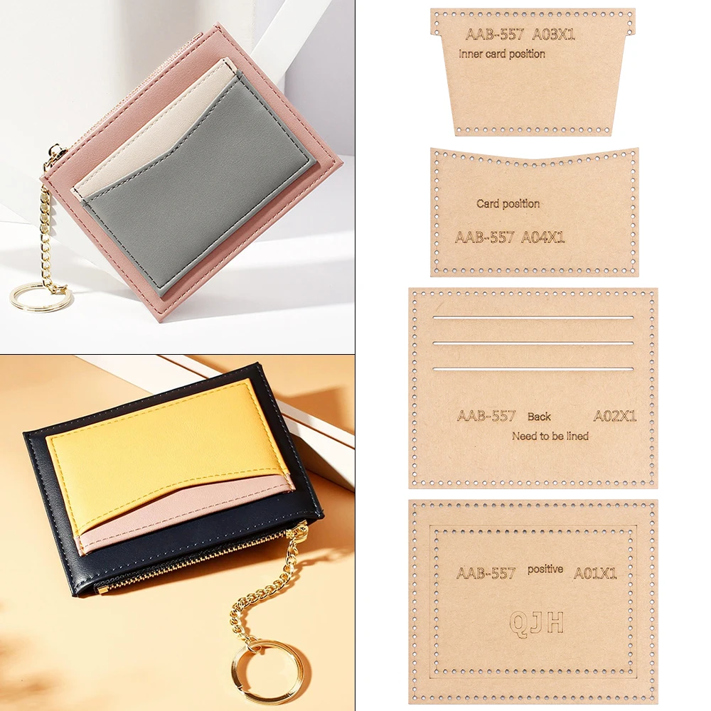 DIY Sewing Patterns, Kraft Paper Templates of Hand Quilting Leather Simple Coin Purse & Card Storage Bags