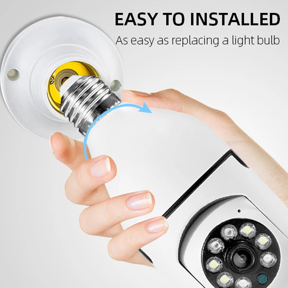 5MP Tuya Smart Wireless Rotate Human Detection Panoramic Camera Light Bulb Wifi PTZ IP Cam Color Night Vision Security Cameras