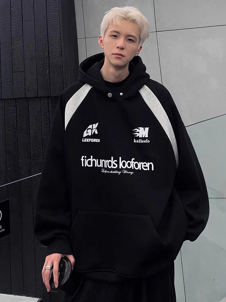 

Men's Oversized Hoodie Sweatshirt American Style Shoulder Insertion Color Block Loose Fit Autumn Winter Streetwear Casual Fas...