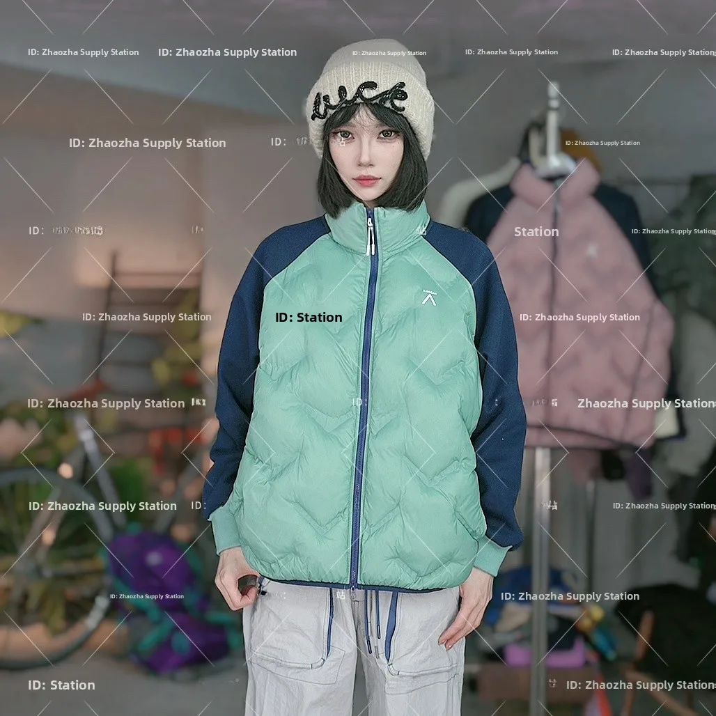 

Lightweight Autumn Winter Cotton Jaet Color Blo Stand Collar Thermal Loing Waterproof Faionable Couples Coat 894