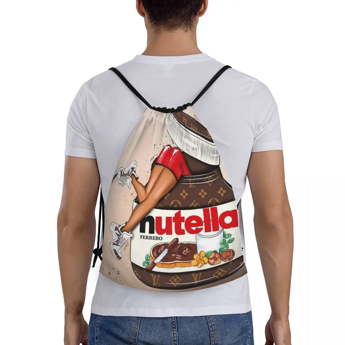 

Nutella Cutie Backpacks Fashion Portable Drawstring Bags Shoes Bag Book Bags For Man Woman School
