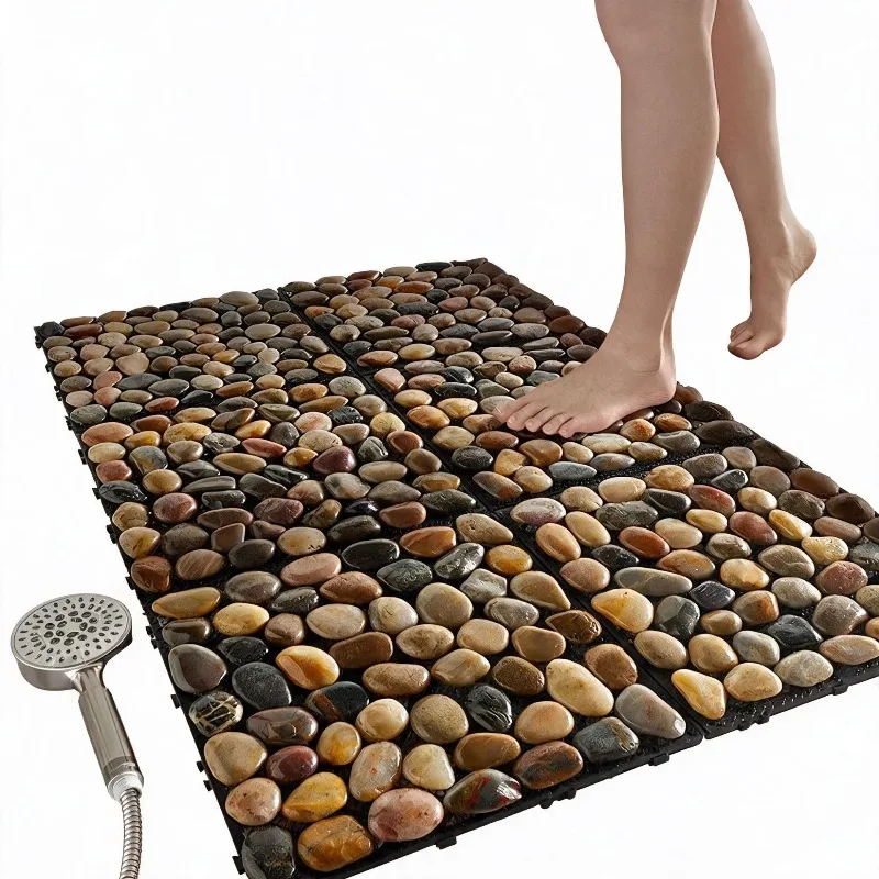 Household cobblestone bathroom non-slip floor mat, shower room door splicing anti-drop foot pad, bathroom waterproof massage