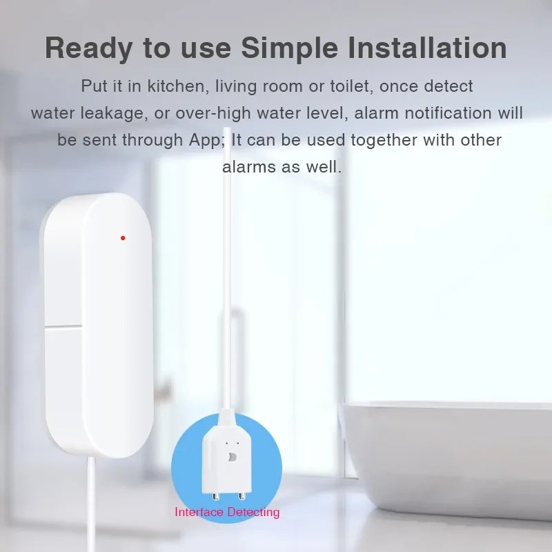 Tuya Smart Water Leak Alarm Features Smartphone Remote Monitoring Capability For Efficient Leak Detection, Ldeal For Homes .