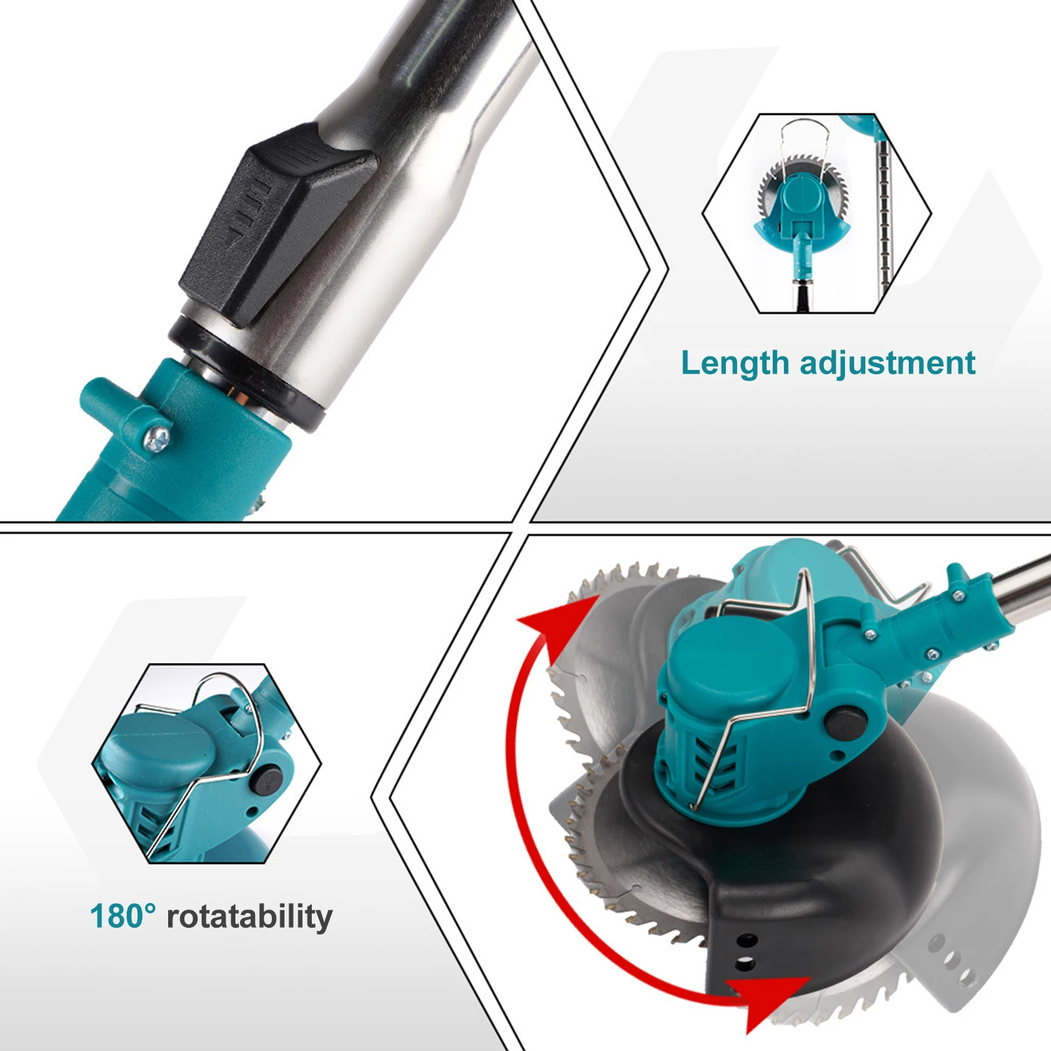 전기 잔디 예초기, 12000RPM 접이식 길이 조절 가능, 무선 잔디 트리머 커터, 마키타 배터리용 잡초 정원 도구