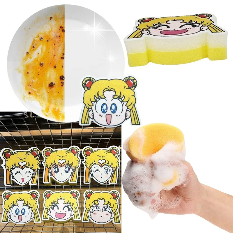 

Sailor Moon Tsukino Usagi Sponge Dishcloths Anime Characters Dish Chopstick Cleaning Cloth Kitchen Supplies Dish Cleaning Sponge