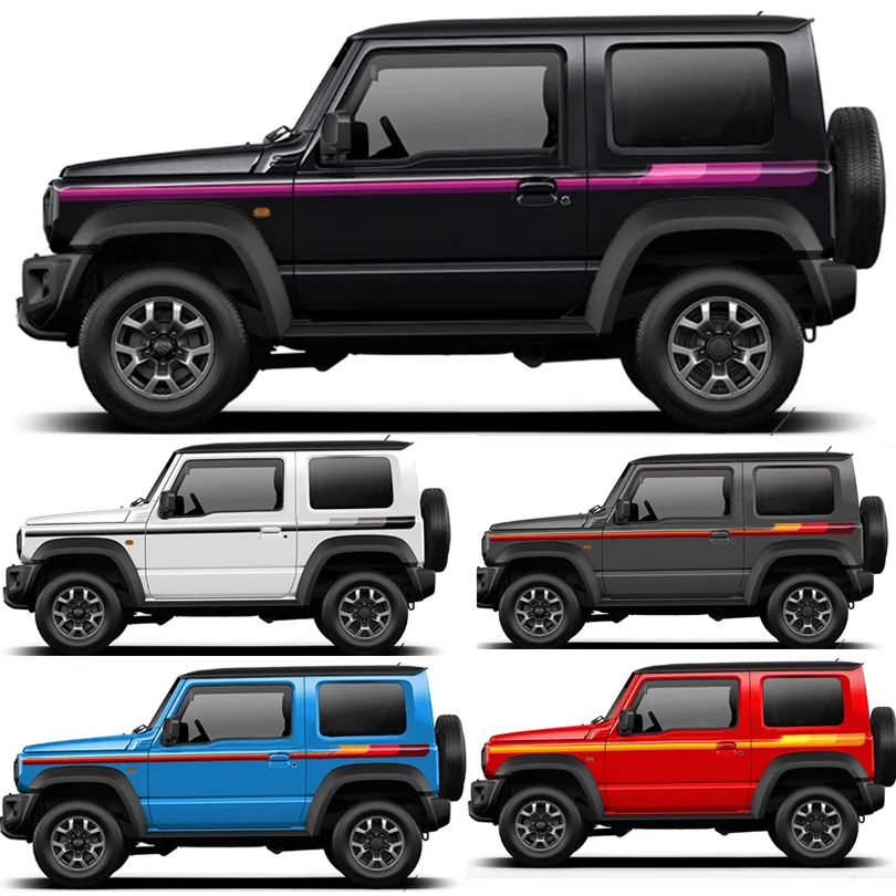 

Модифицированная простая наклейка на линию талии, боковая наклейка в полоску, виниловая графика, предварительно вырезанная пленка, аксессуары для Suzuki Jimny 2021 2022 2023 2024