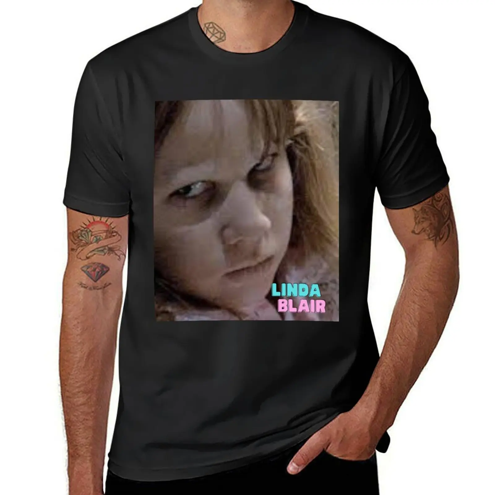 linda blair T-Shirt sports fans summer tops mens big and tall t shirts