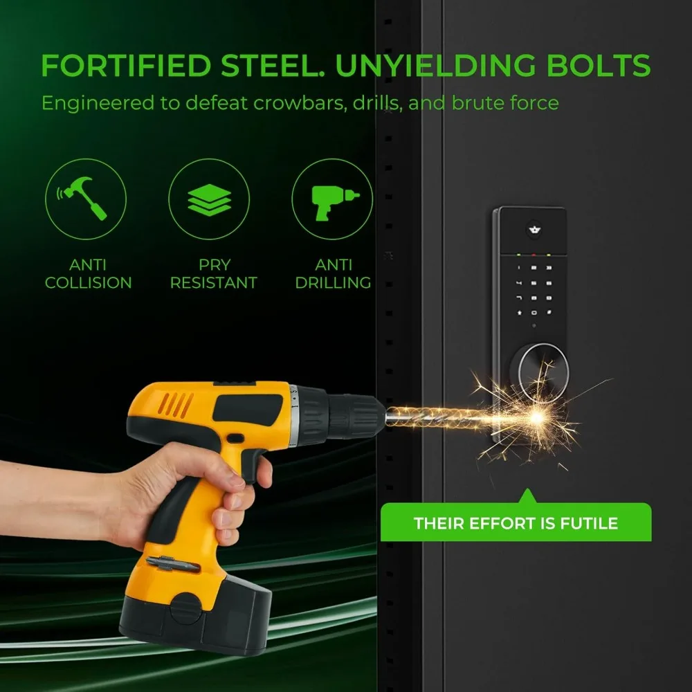 53 مسدس داخل الجدار آمن بين الأزرار، نظام إنذار مزدوج آمن للبندقية المخفية مع قفل إلكتروني بشاشة تعمل باللمس، فولاذ 19 مقياسًا #4