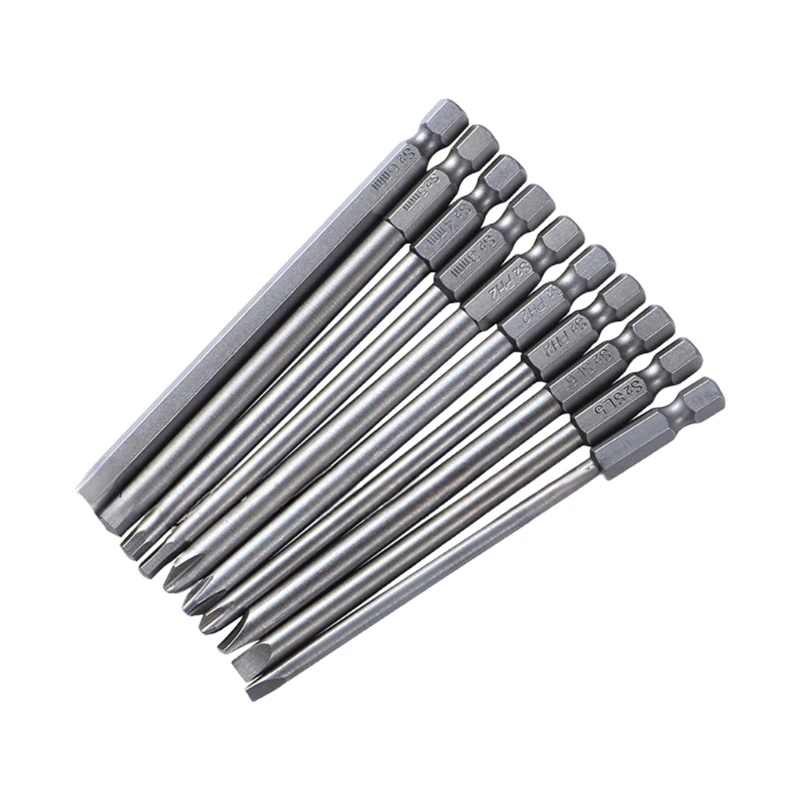 

652F 10Pcs Screwdriver Set Batch Head Steel Slotted Screw Driver Bit Car Repair Electric Drill Power Tool