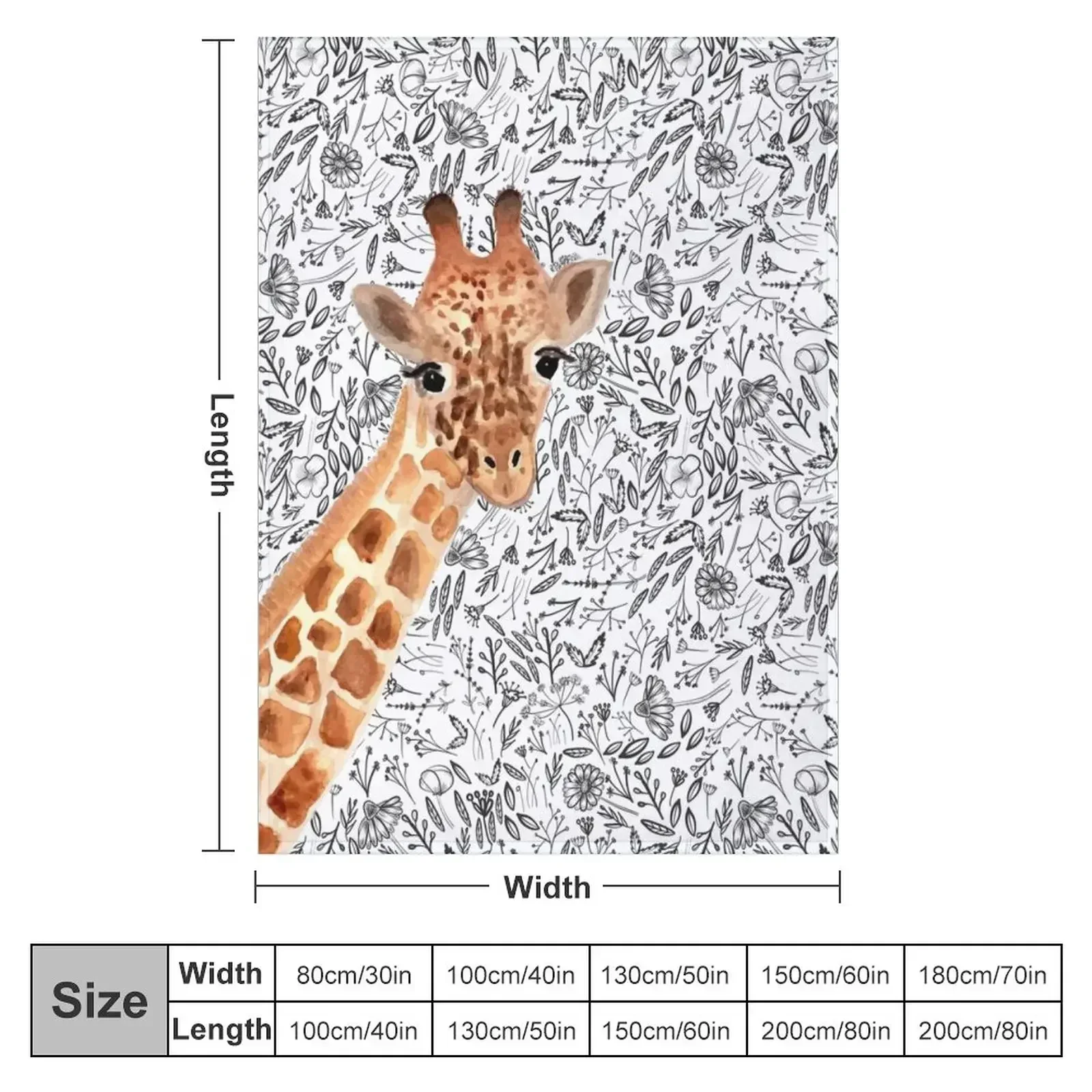 Watercolor Giraffe Throw Blanket Sofa Soft Big Personalized Gift Thins Fashion Sofas Soft Beds Blankets