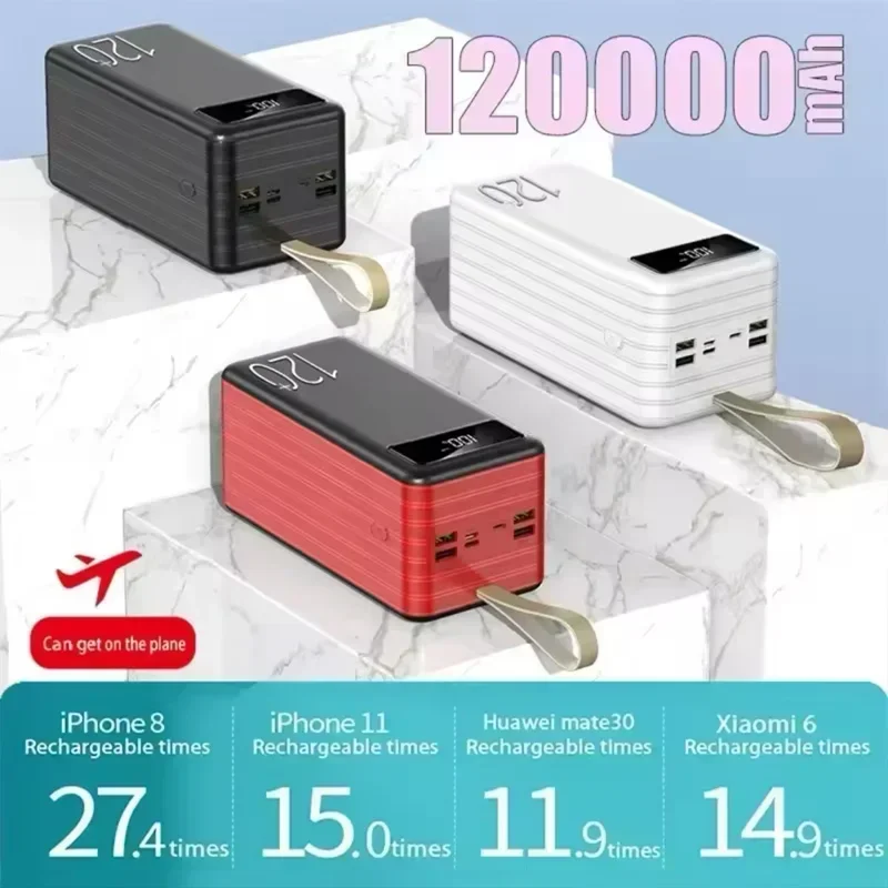 

200000 mAh charging treasure super fast charging and durable large-capacity outdoor mobile power supply with plug-in