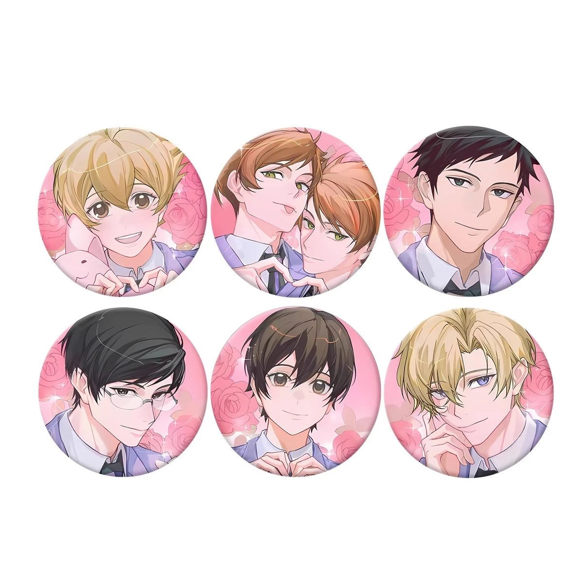 

58mm Anime Ouran High School Host Club Fujioka Haruhi King Tamaki Suou Cosplay COSTUME Badge Pin SPTE Tinplate Brooch Prop Gilf﻿