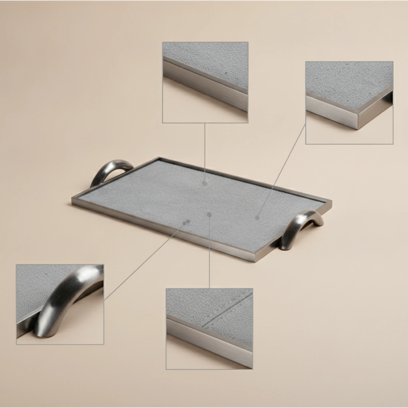 Rectangular Metal Tray Low Profile Decor Piece for Display, Storage