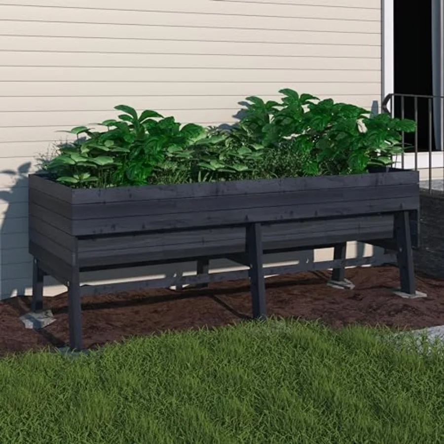 6x3x2FT Cedar Raised Garden Bed for Outdoor, Raised Garden Bed with Legs, 837lbs Large Elevated Garden Planter Box with Liner D