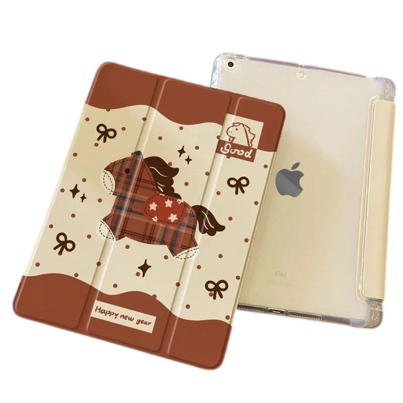 Cute Cartoon Pony Print Pen Slot Tablet Case For iPad 2026 Air 8 7 6 4 3 2 1 Pro 2024 11in 12th 11 10 9 8 7 6 5th Cover