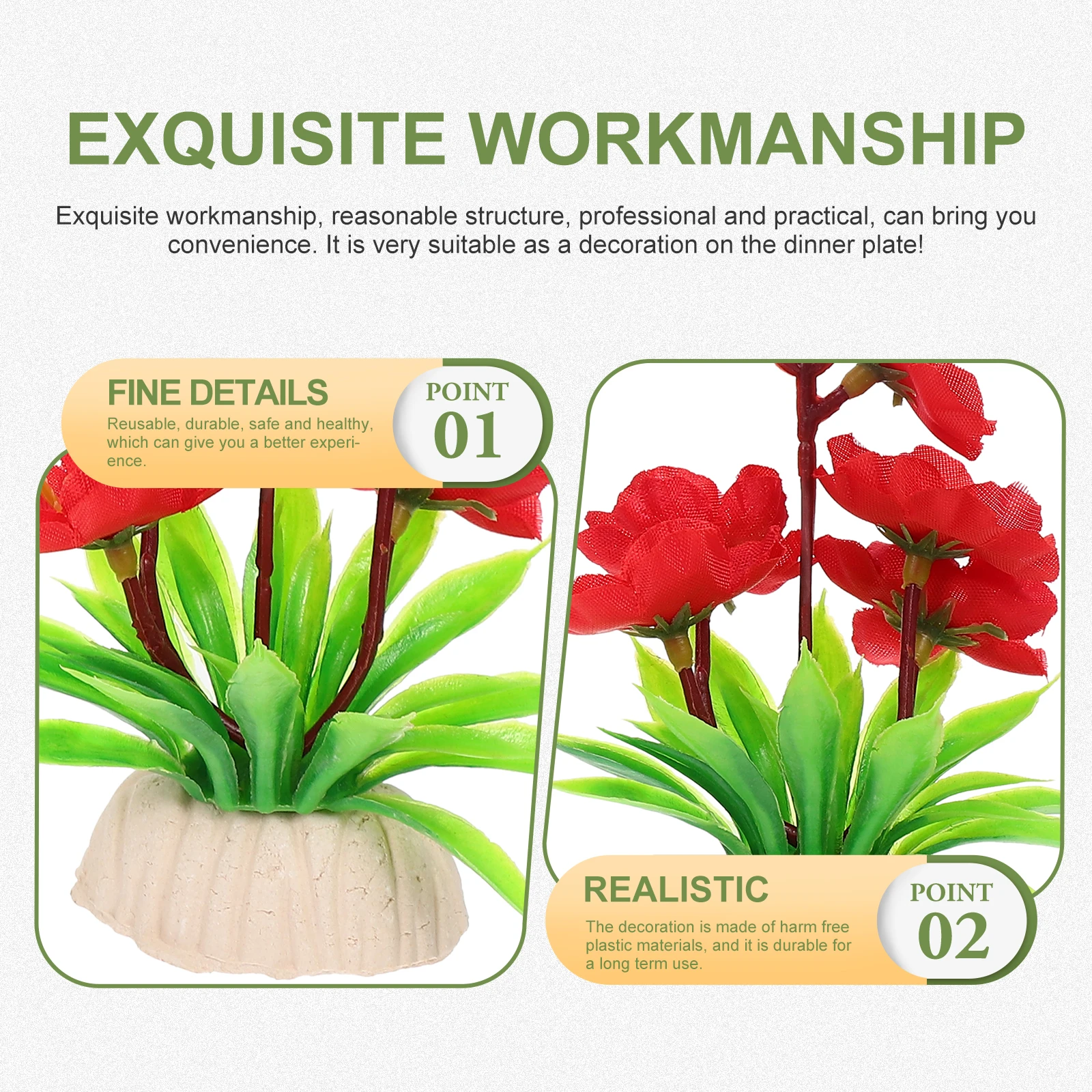 

2 Pcs Sashimi Dish Flower Ornament Simulated Flowers and Plants Embellishments Japanese Fake Sushi Decor Faux
