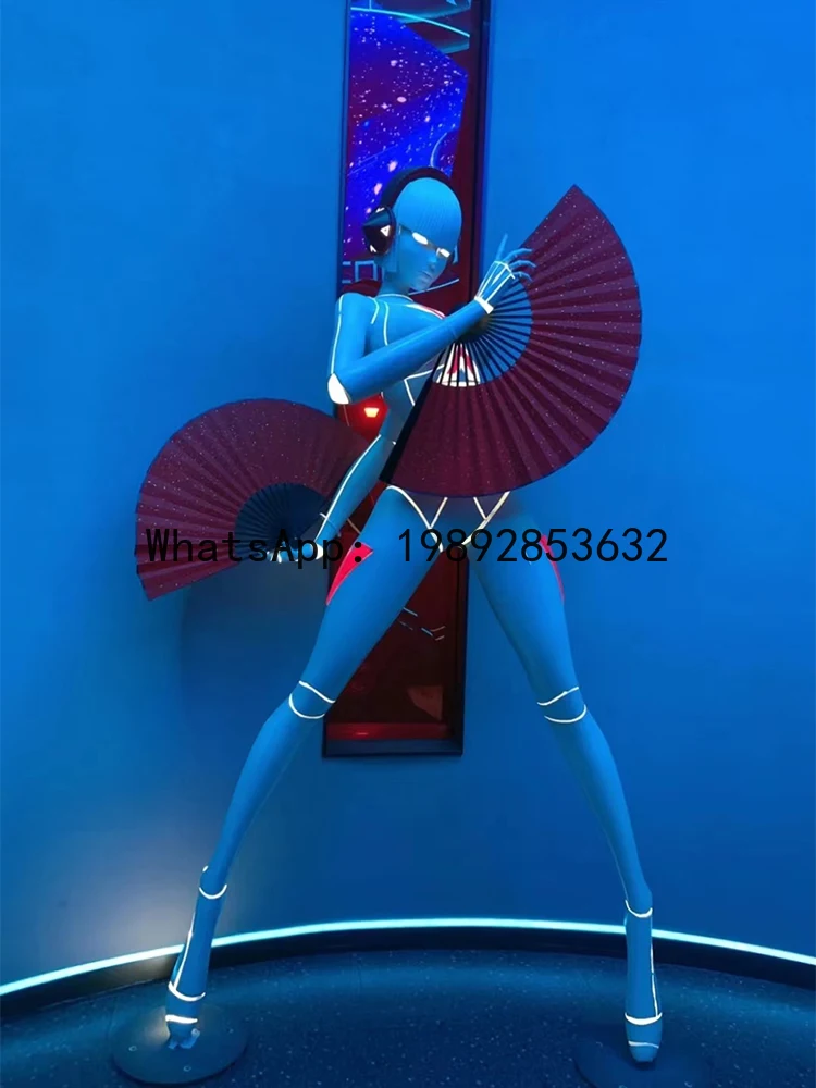 XL Koshiba Mechanical Goddess Bar Luminous Figure Fiberglass Sculpture Decoration Large Ornament