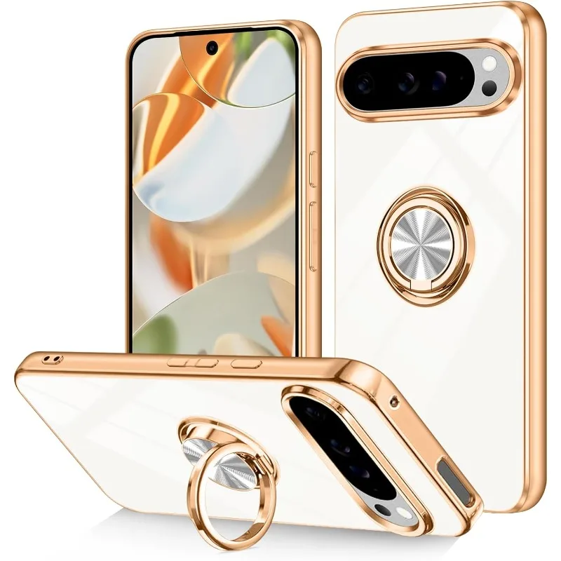 غطاء هاتف أنيق ناعم من مادة البولي يوريثان الحراري مطلي بالذهب لهاتف جوجل بيكسل 10 9 8 Pro XL حافظة حماية مغناطيسية للسيارة بلون واحد