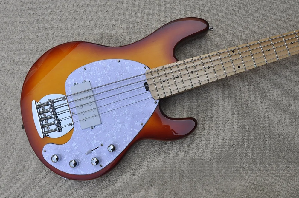 Flyoung Honey Burst Electric Bass Guitar 5 Strings Electric Bass Guitars Factory Custom Made
