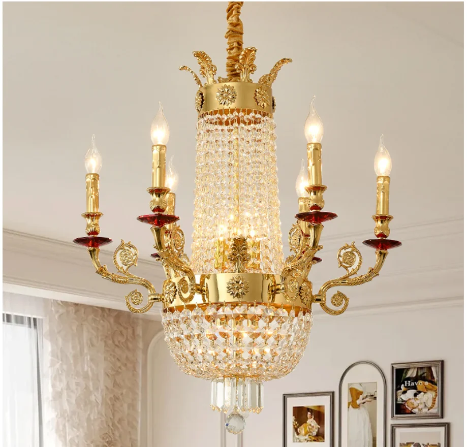 Modern Contemporary Luxury Crystal Pendent Lamp Golden Style LED Living Room Restaurant Bedroom Villa Hotel Staircase Chandelier