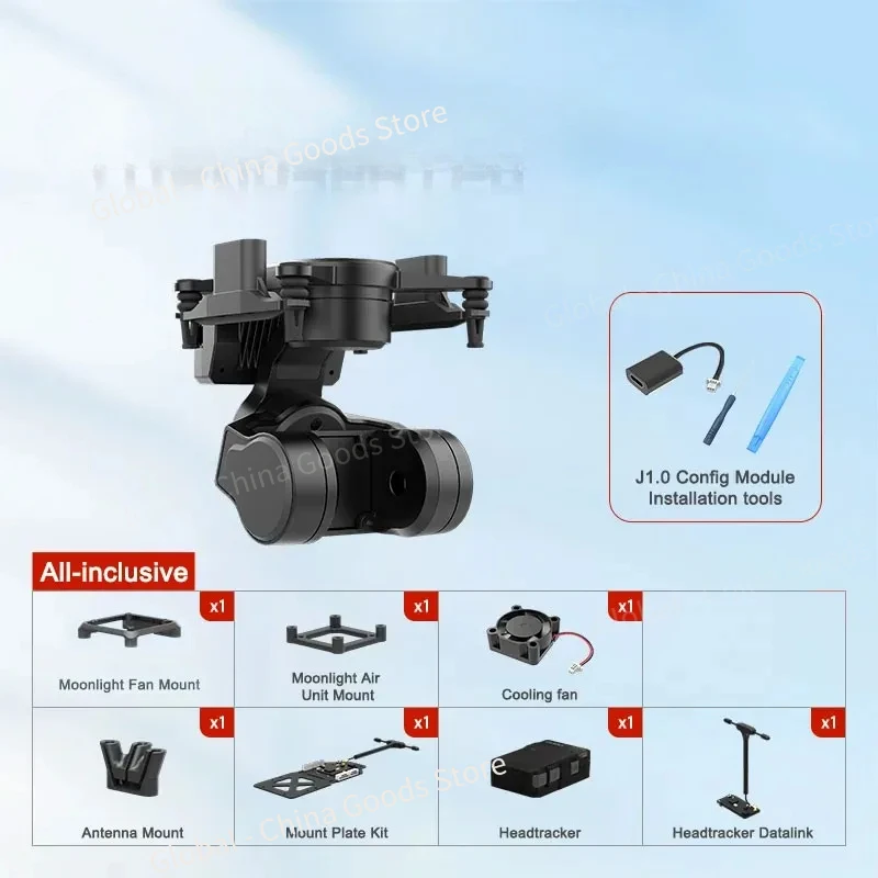 C-20T 3-Axis FPV Gimbal PTZ + USB Debugging Module Kit for DJI O3 + Headtraker Wireless Module Kit for DJI O3 Avatar Moonlight