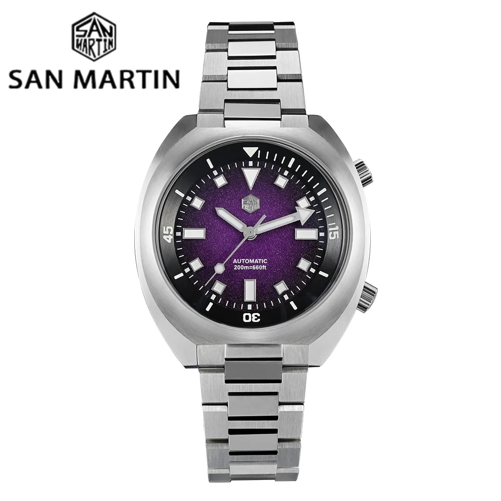 San Martin 2025 Grained Dial 42mm YN55 Automatic Mechanical Men Diver Watch Internal Bidirectional Rotating Bezel 20 Bar SN0066