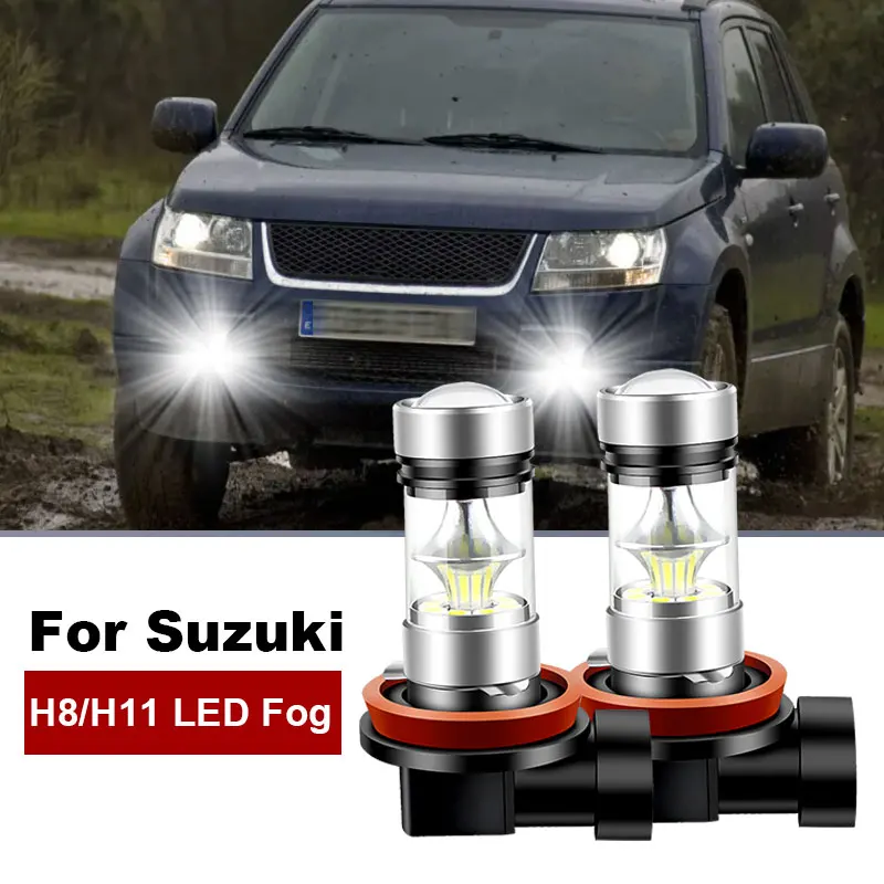 2pcs 2400LM For Suzuki Grand Vitara 2007-2020, Celerio 2014-up,Ignis 2016-up LED H8 H11 Fog Light Bulb Car DRL Lamp 6000K 12V