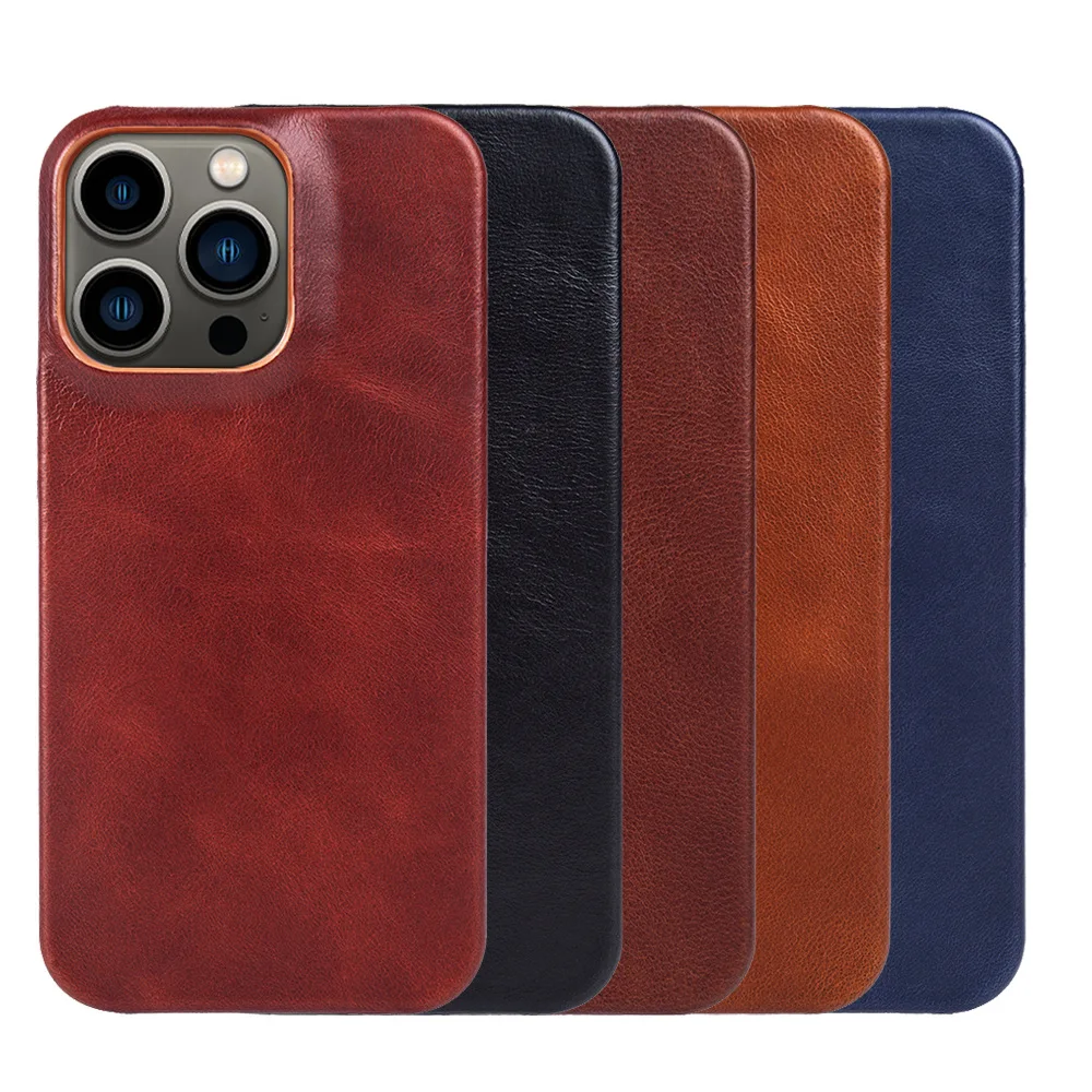 Durable Genuine Leather Case For Iphone16 Pro Max Magsafe Cases For Iphone 15 Aesthetic Retro Wireless Magnetic Capa